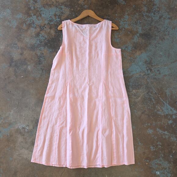 J Jill Love Linen Pink Sleeveless Midi Dress Size S NWT Ballet Slipper V Neck - Picture 7 of 7